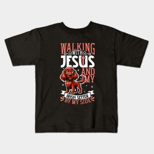 Jesus and dog - Irish Setter Kids T-Shirt